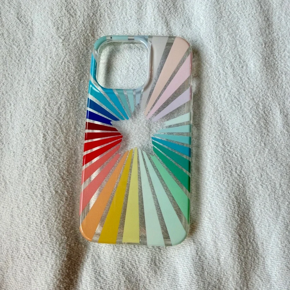 Tech21 Evo Art iPhone 13 Pro Case Rainbow Starburst Clear Protective Cover